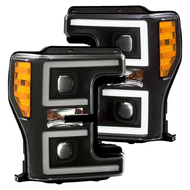 ANZO LED Headlights 17-18 Ford F-250 Super Duty Plank-Style L.E.D. Headlight Black (Pair) Headlights ANZO