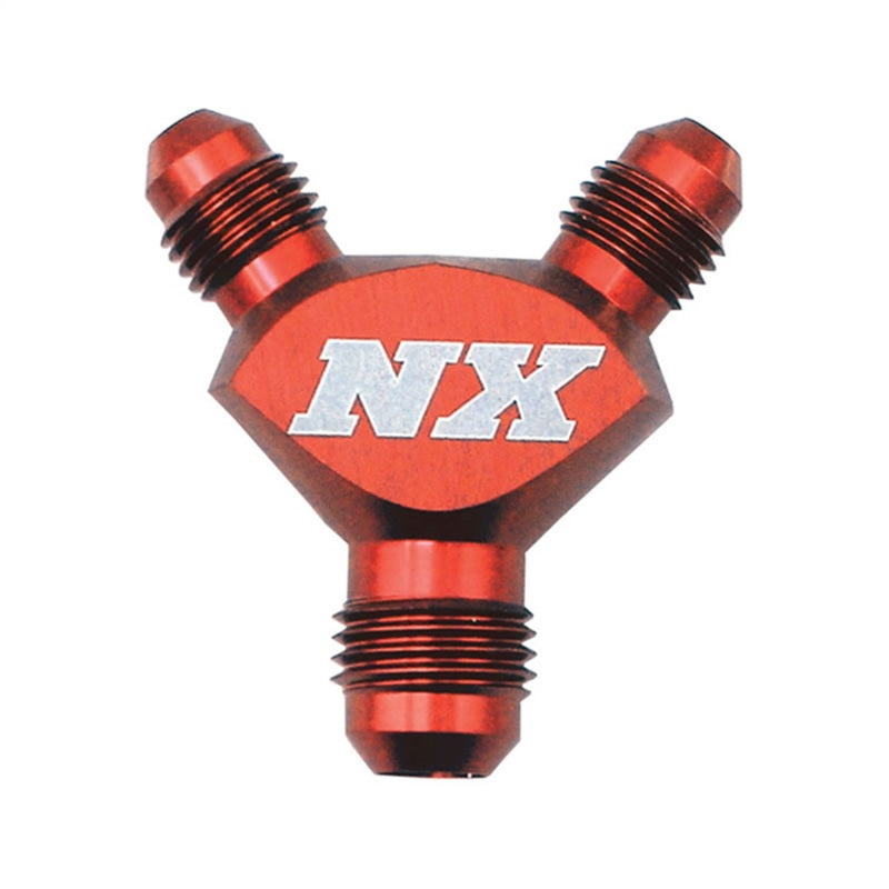 Nitrous Express 6AN x 6AN x 6AN Billet Pure-Flo Y Fitting - Red Fittings Nitrous Express