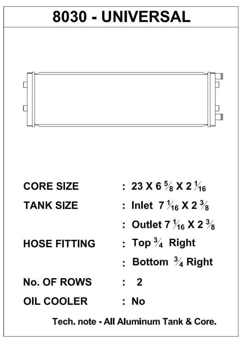 CSF Dual-Pass Universal Heat Exchanger (Cross-Flow) Radiators CSF