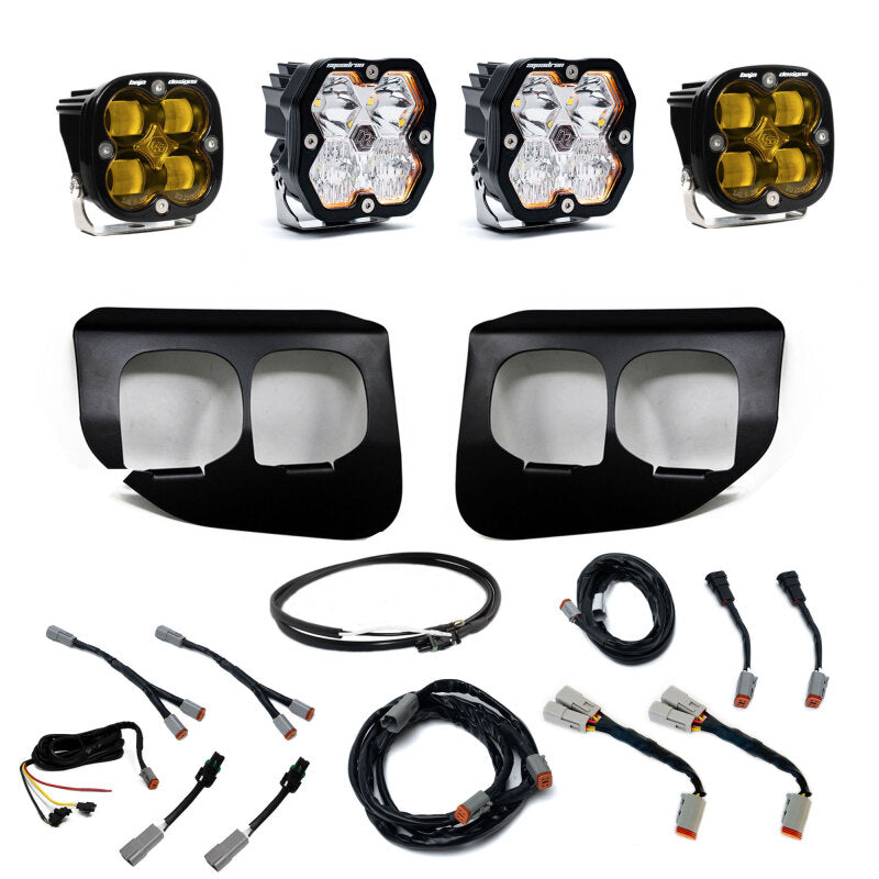 Baja Designs 20-22 Ford SD Squadron 2.0 Fog Pocket Kit SAE/Sport w/Upfitter (Driving/Combo) - Amber Fog Lights Baja Designs