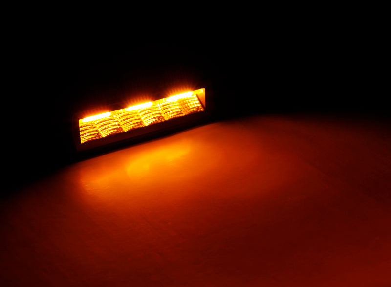 Go Rhino Xplor Blackout Combo Series Sixline LED Flood Lights w/Amber (Surface Mount) - Blk (Pair) Light Bars & Cubes Go Rhino