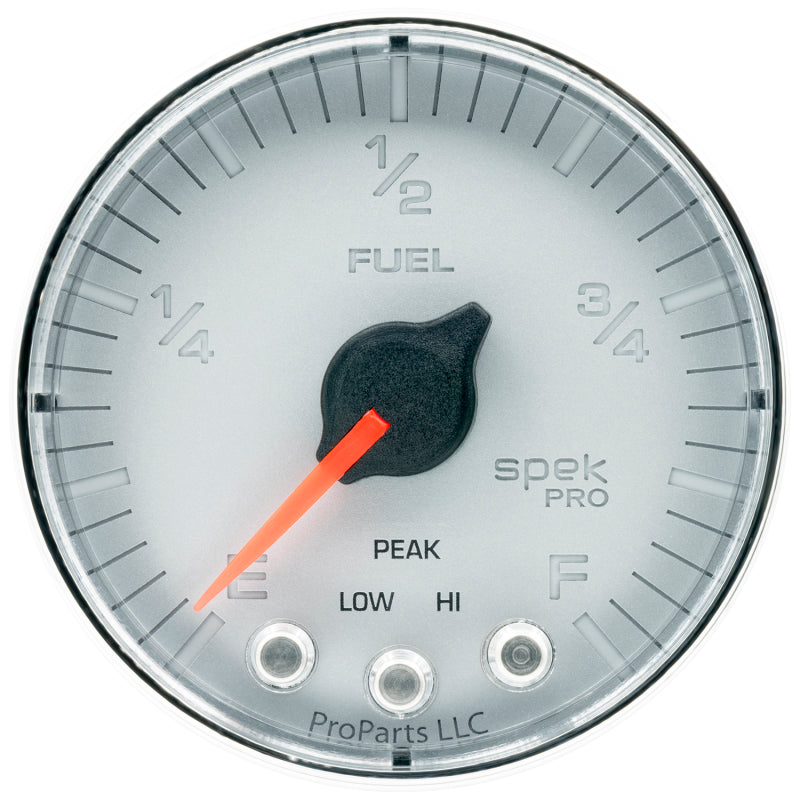 Autometer Spek-Pro Gauge Fuel Level 2 1/16in 0-270 Programmable Slvr/Chrm Gauges AutoMeter