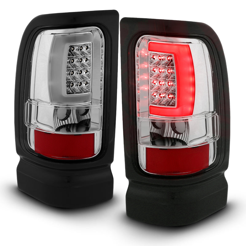 ANZO 1994-2001 Dodge Ram 1500 LED Taillights Plank Style Chrome w/ Clear Lens Tail Lights ANZO