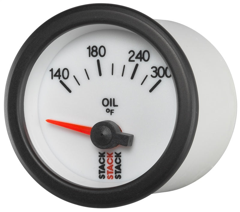Autometer Stack 52mm 140-300 Deg F 1/8in NPTF Electric Oil Temp Gauge - White Gauges AutoMeter