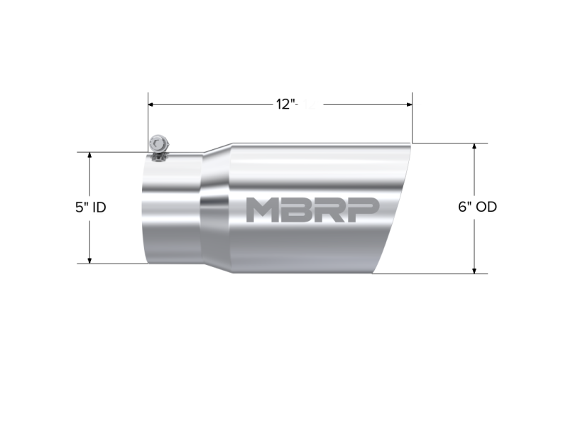 MBRP Universal Tip 6 O.D. Dual Wall Angled 5 inlet 12 length Steel Tubing MBRP