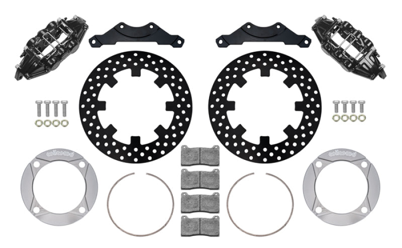 Wilwood 2014+ Polaris RZR XP 1000 Rear Kit 11.25in Drilled - Black Brake Kits - Performance Drill Wilwood