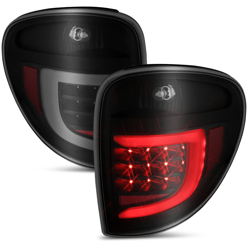 ANZO 2004-2007 Dodge Grand Caravan LED Tail Lights w/ Light Bar Black Housing Smoke Lens Tail Lights ANZO
