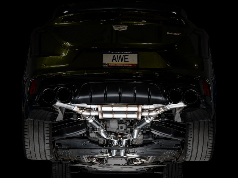 AWE Tuning 2021+ Cadillac CT4-V Blackwing SwitchPath Exhaust - Diamond Black Tips Catback AWE Tuning