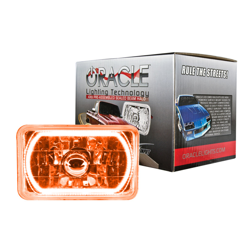 Oracle Pre-Installed Lights 4x6 IN. Sealed Beam - Amber Halo Headlights ORACLE Lighting