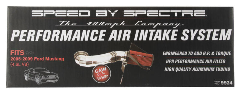 Spectre 05-09 Ford Mustang GT V8-4.6L F/I Air Intake Kit - Polished w/Red Filter Cold Air Intakes Spectre