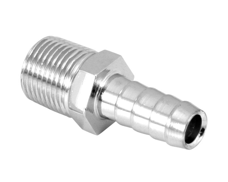 Spectre Fuel Fitting 3/8in. Hose Barb NPT Threads - Chrome Fittings Spectre