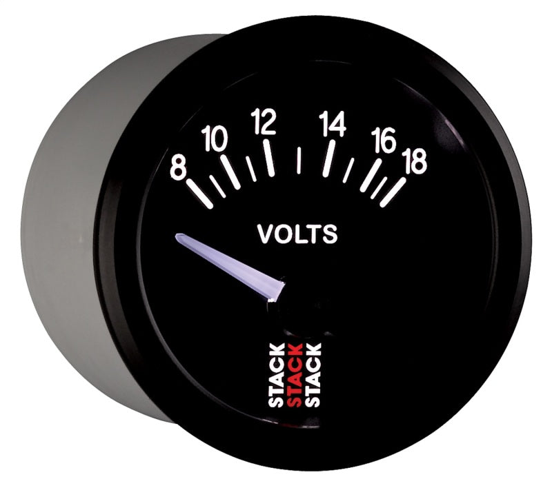 Autometer Stack Instruments 52mm 8-18V Electric Battery Voltage Gauge - Black Gauges AutoMeter