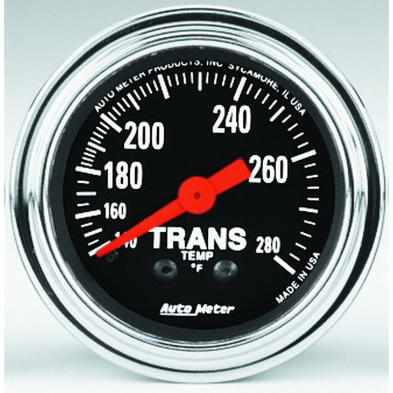 AutoMeter Gauge Trans Temp 2-1/16in. 140-280 Deg. F Mechanical 8ft. Traditional Chrome Gauges AutoMeter