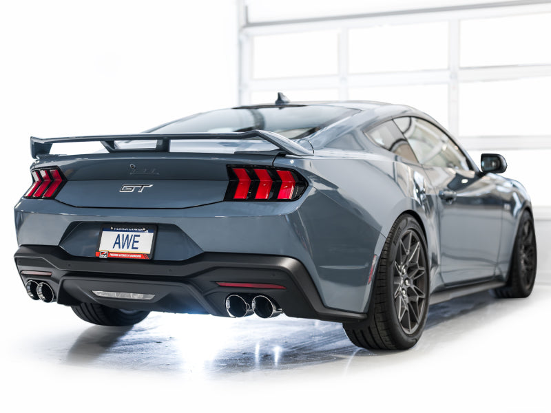 AWE 2024 Ford Mustang GT Fastback S650 RWD Track Edition Cat-Back Exhaust w/ Quad Chrome Silver Tips Catback AWE Tuning