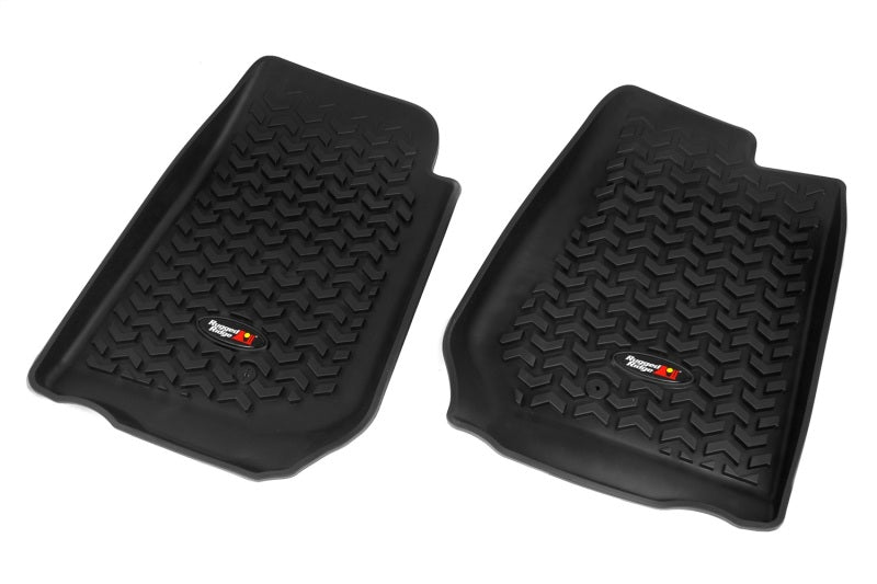 Rugged Ridge Floor Liner Front Black 2007-2018 Jeep Wrangler Unlimited JK 4 Dr Floor Mats - Rubber Rugged Ridge