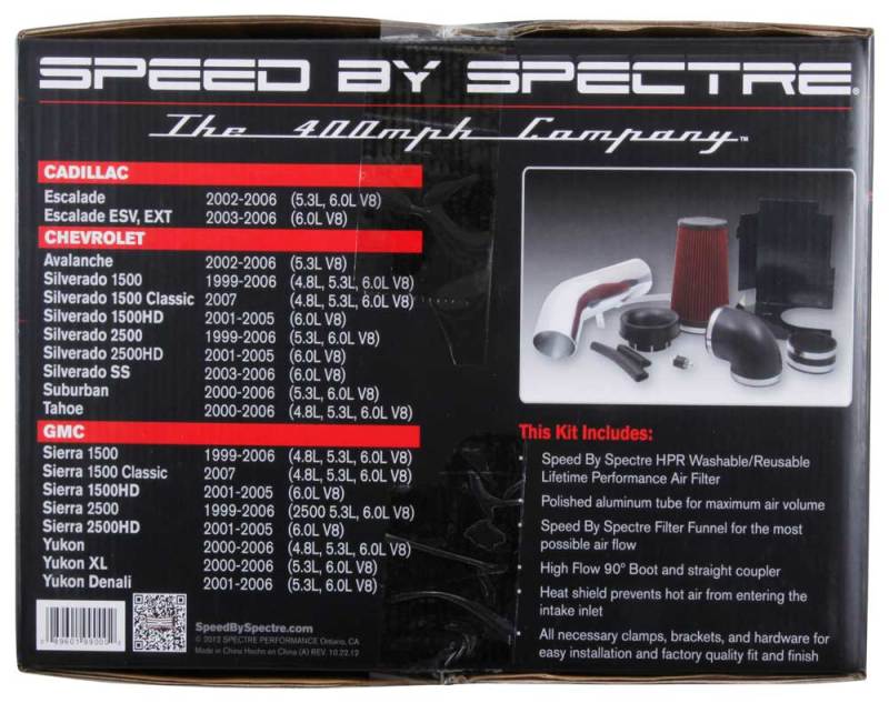 Spectre 99-07 GM Truck V8-4.8/5.3/6.0L F/I Air Intake Kit - Clear Anodized w/Red Filter Cold Air Intakes Spectre