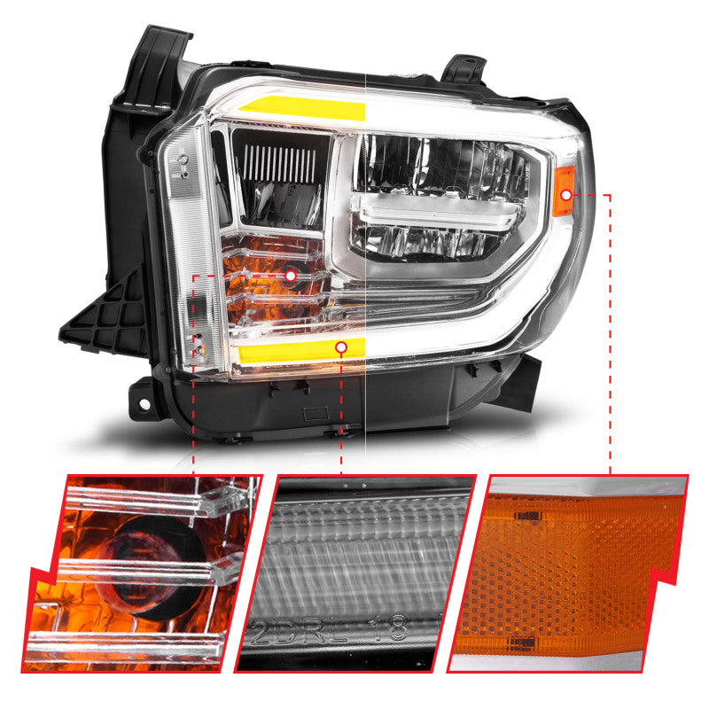 ANZO 2014-2017 Toyota Tundra LED Crystal Headlights w/ Switchback Chrome Housing w/ DRL Headlights ANZO