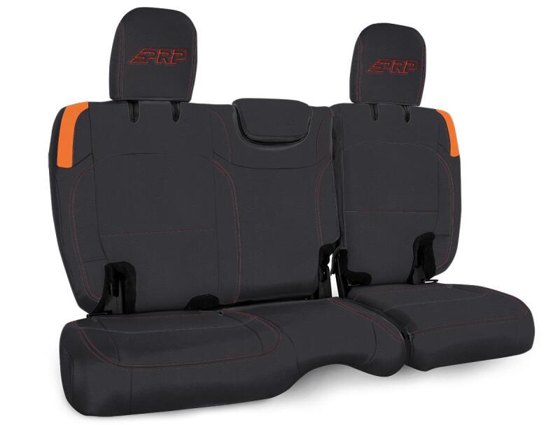 PRP Jeep Wrangler JL Rear Bench Covers - 2 door - Black/Orange Seat Covers PRP Seats