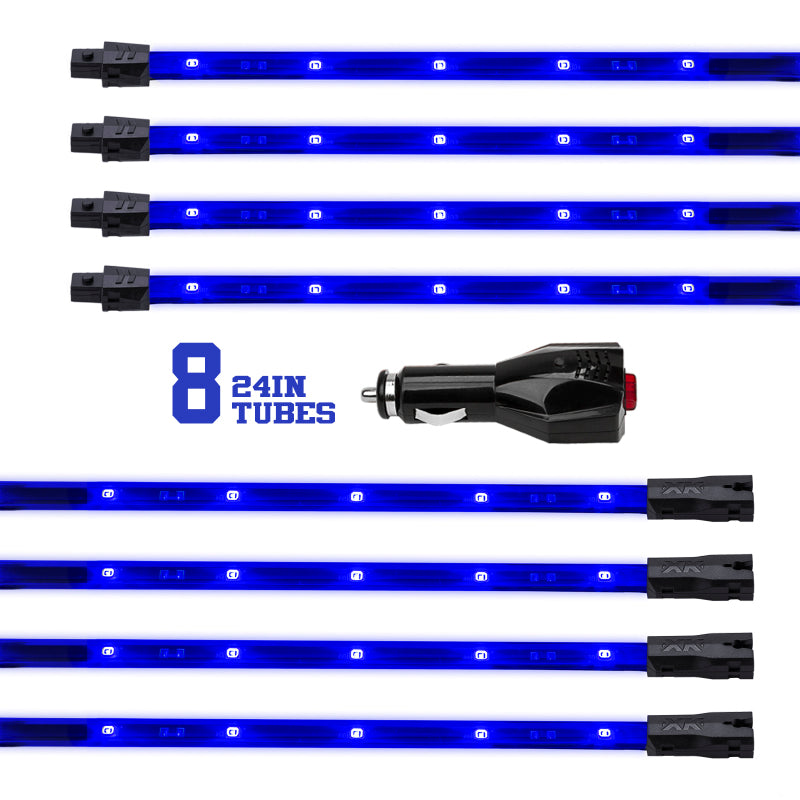 XK Glow Tube Single Color Underglow LED Accent Light Car/Truck Kit Blue - 8x24In Light Accessories and Wiring XKGLOW