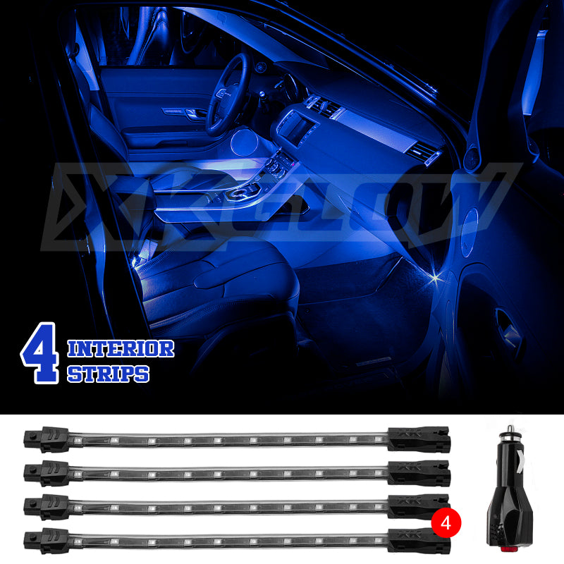 XK Glow Single Color XKGLOW UnderglowLED Accent Light Car/Truck Kit Blue - 4x8In Light Accessories and Wiring XKGLOW