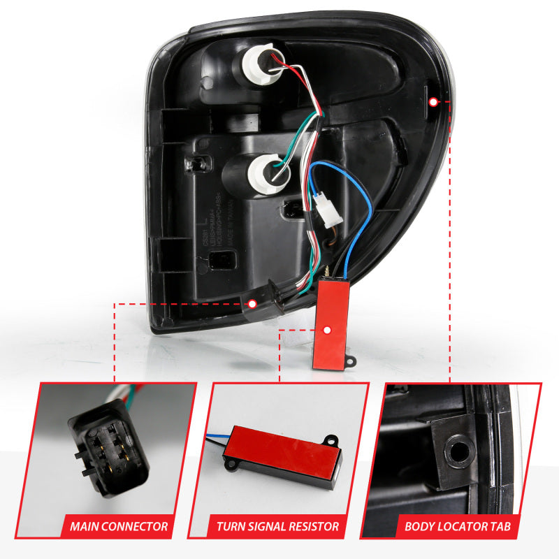 ANZO 2004-2007 Dodge Grand Caravan LED Tail Lights w/ Light Bar Black Housing Clear Lens Tail Lights ANZO