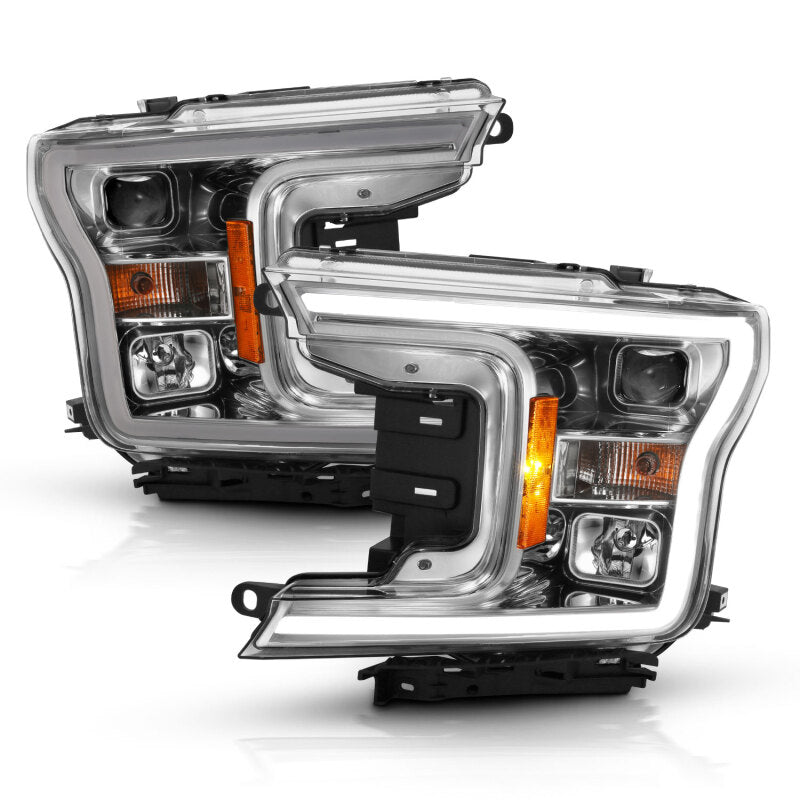 ANZO 2018-2019 Ford F-150 Projector Plank Style H.L. Chrome Amber (Without Switchback) Headlights ANZO