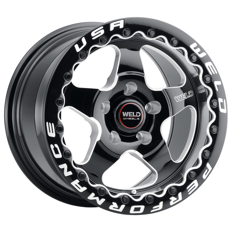 Weld S904 15x10 Ventura Beadlock 5x114.3 ET51 BS7.50 Gloss BLK MIL DIA 78.1 Wheels - Cast Weld