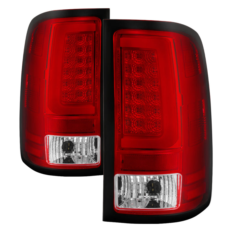 Spyder 07-13 GMC Sierra 1500 V2 Light Bar LED Tail Lights - Red Clear (ALT-YD-GS07V2-LBLED-RC) Tail Lights SPYDER