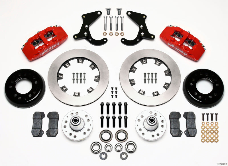 Wilwood Dynapro 6 Front Hub Kit 12.19in Red 55-57 Chevy Big Brake Kits Wilwood