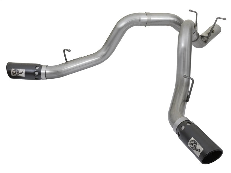 aFe LARGE BORE-HD 4in 409-SS DPF-Back Exhaust w/Dual Black Tips 2017 GM Duramax V8-6.6L (td) L5P DPF Back aFe