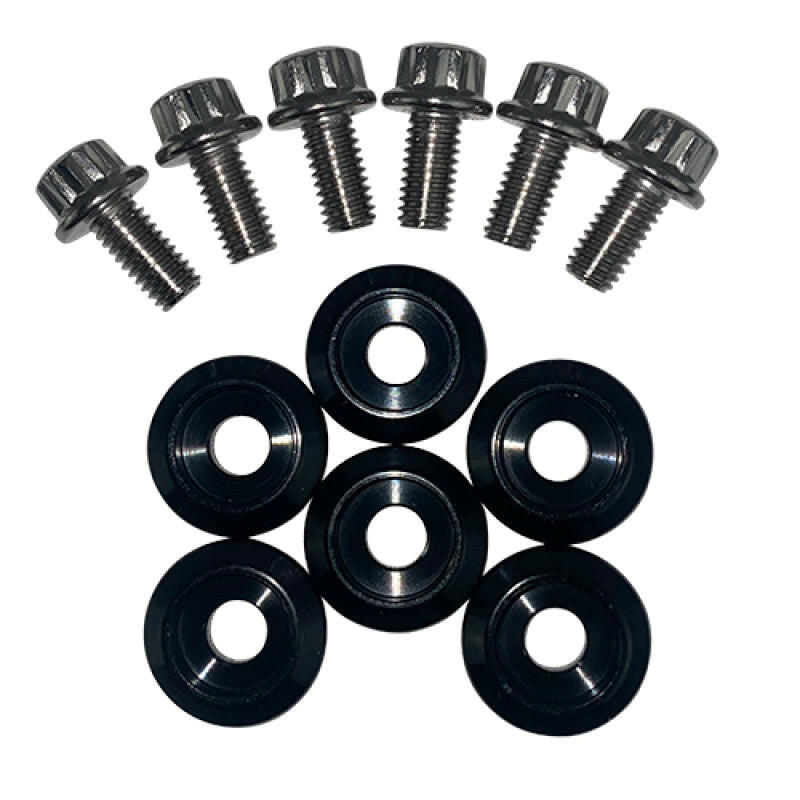 BLOX Racing New Fender Washers Kit M6 12pt - 6pc Large Diameter Black Hardware Kits - Other BLOX Racing