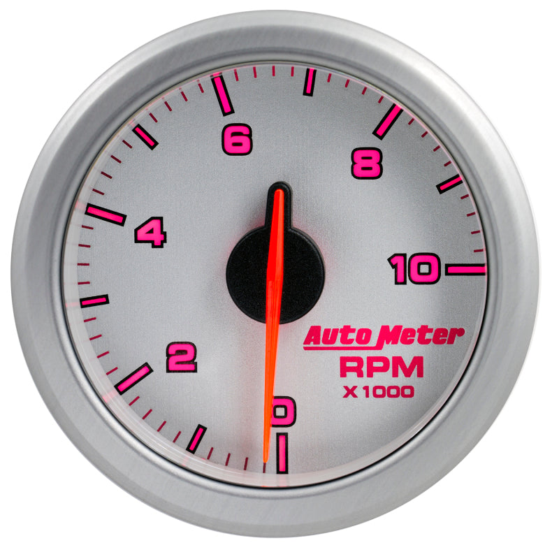 Autometer Airdrive 2-1/6in Tachometer Gauge 0-10K RMP - Silver Gauges AutoMeter