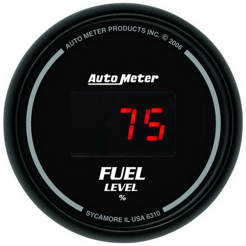 Autometer 52mm Black Digital Programmable Empty-Full Fuel Level Gauge Gauges AutoMeter