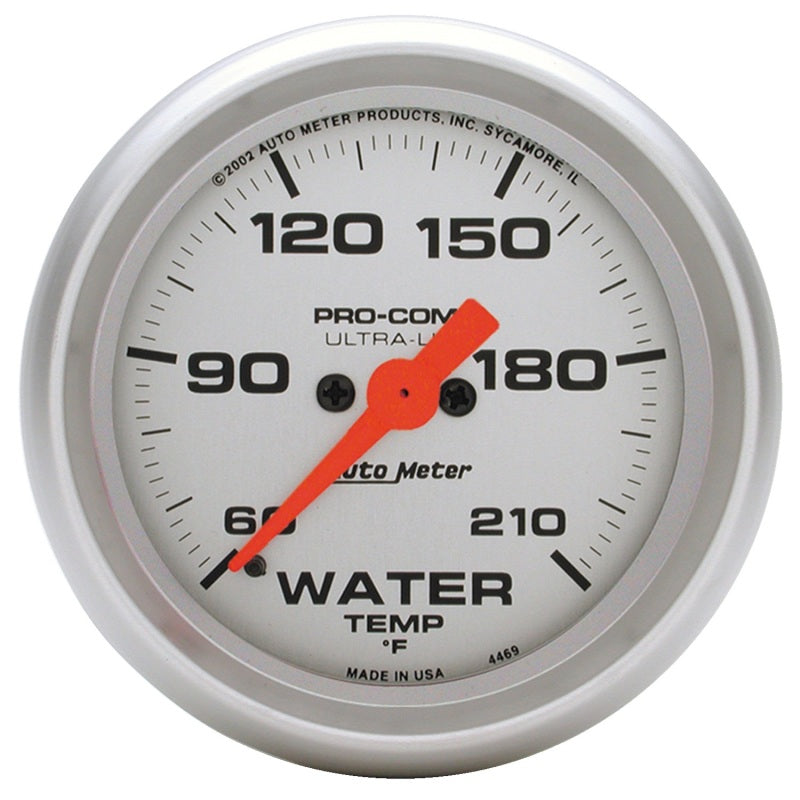 Autometer Ultra-Lite 52mm 60-210 Deg F Electronic Water Temp Gauge Gauges AutoMeter