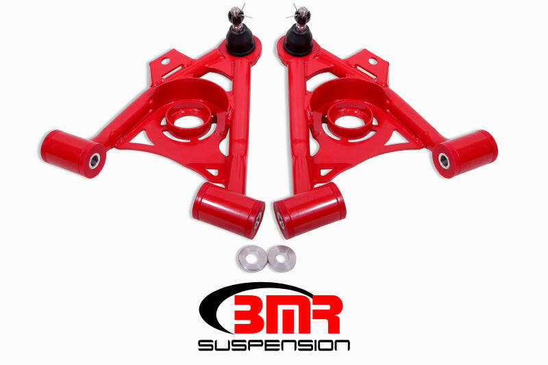 BMR 79-93 Fox Mustang Non-Adj Lower A-Arms Standard Ball Joint Spring Pocket - Red Control Arms BMR Suspension