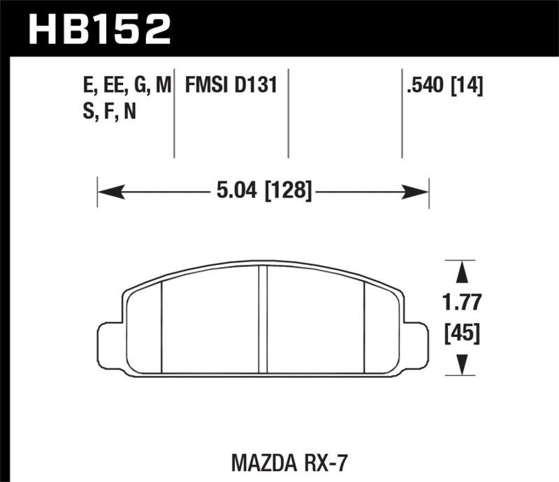 Hawk Mazda RX-7 HPS Street Front Brake Pads Brake Pads - Performance Hawk Performance