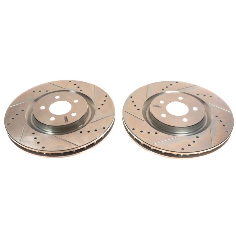 Power Stop 07-14 Ford Mustang Front Evolution Drilled & Slotted Rotors - Pair Brake Rotors - Slot & Drilled PowerStop