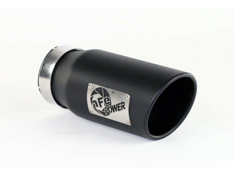 aFe Power Diesel Exhaust Tip Black- 4 in In x 5 out X 12 in Long Bolt On (Right) Catback aFe