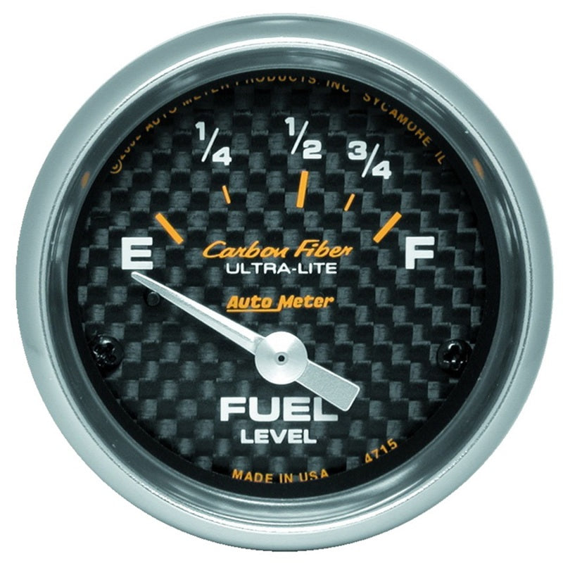 Autometer Carbon Fiber 52mm 73E-10F Electronic Fuel Level Gauge Gauges AutoMeter