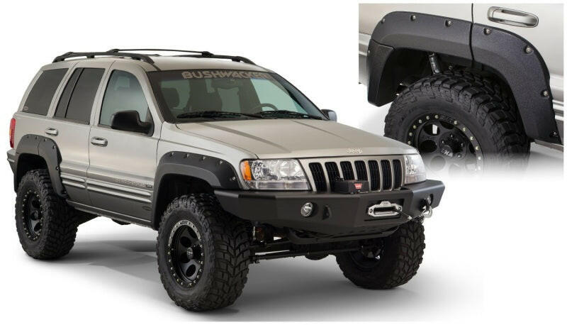 Bushwacker 99-04 Jeep Grand Cherokee Cutout Style Flares 2pc - Black Fender Flares Bushwacker