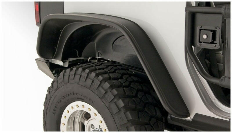 Bushwacker 07-18 Jeep Wrangler Flat Style Flares 2pc Fits 2-Door Sport Utility Only - Black Fender Flares Bushwacker