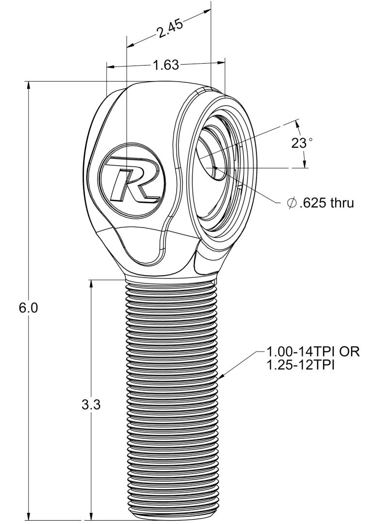 Ridetech R-Joint XL Rod End with 1.25in -12 Left Hand Thread Suspension Arms & Components Ridetech