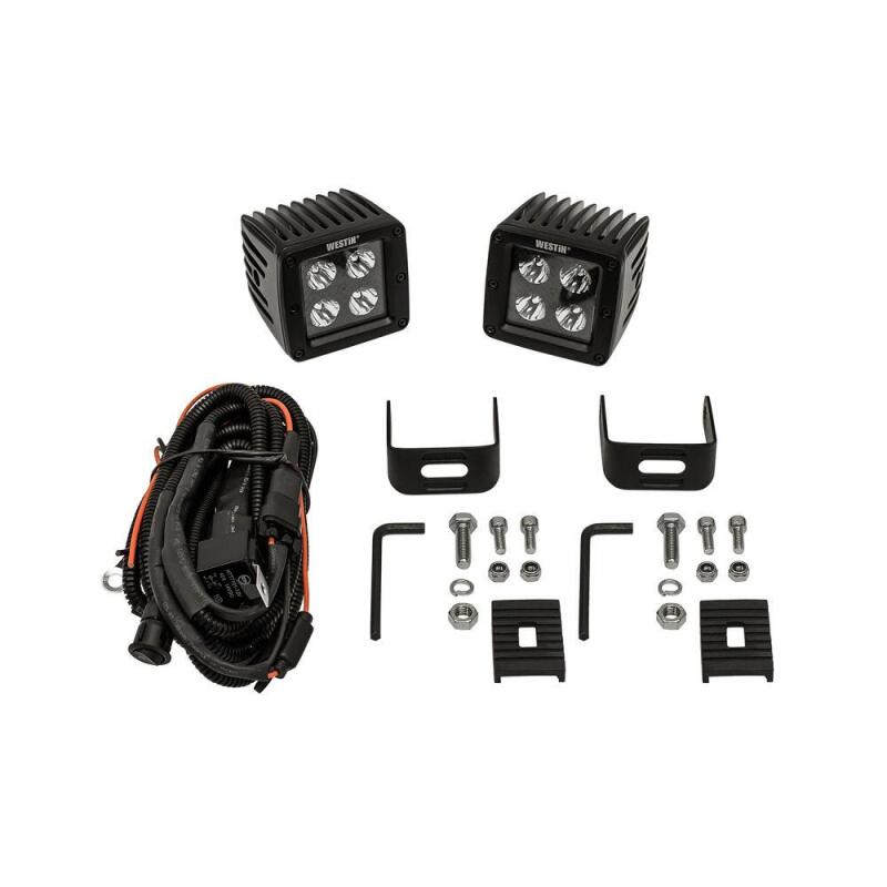 Westin HyperQ LED Auxiliary Lights 3in x 3in cube 20w Flood - Black Light Bars & Cubes Westin