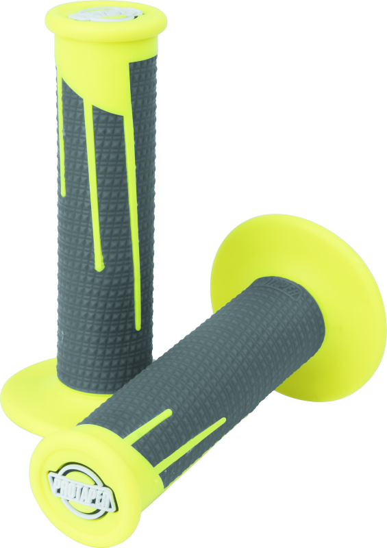ProTaper Full Diamond Clamp-On Grips - Neon Yellow/Dark Gray Grips ProTaper