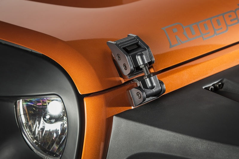 Rugged Ridge 07-18 Jeep Wrangler JK Textured Black Hood Catches Brackets Rugged Ridge