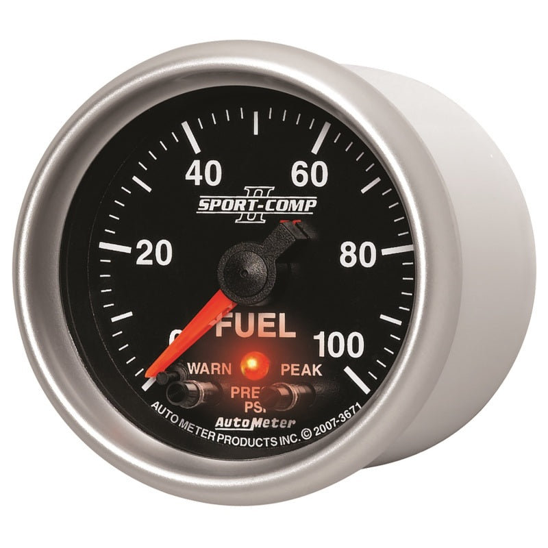 Autometer Sport-Comp II 52mm 0-100 PSI Fuel Pressure Gauge Gauges AutoMeter
