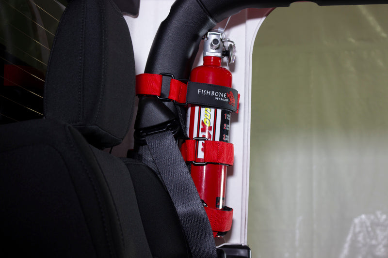 Fishbone Offroad Padded Roll Bar Red Fire Extinguisher Holder Fire Safety Fishbone Offroad