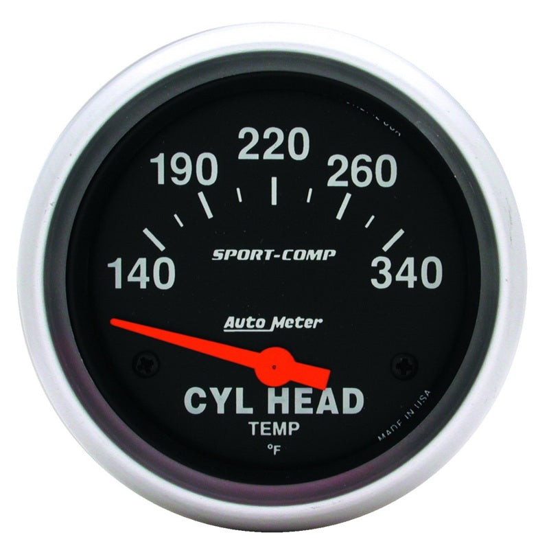 AutoMeter Gauge Cylinder Head Temp 2-5/8in. 140-340 Deg. F Electric Sport-Comp Gauges AutoMeter
