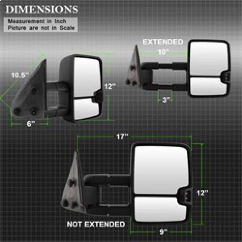 xTune Chevy Silverado 99-06 G2 LED Signal Telescoping Mirror - SET MIR-CS03S-G2-MA-AM-SET Side Mirrors SPYDER