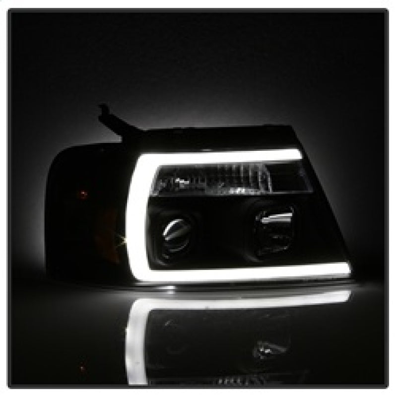 Spyder 04-08 Ford F-150 Projector Headlights - Light Bar DRL - Black PRO-YD-FF15004V2-LB-BK Headlights SPYDER